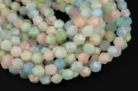 Natural Morganite Beryl - Hexagon Shape- Grade A High Quality- 8mm and 10mm- Full Strand 16" Gemstone Beads