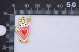 1 pc 18 kt Gold  Enamel Tarot Heart Hand Reading Charm - 14x24mm