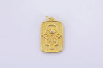 2 pc 18K Gold Evil Eye Charm Necklace, Gold Evil Eye Pendant, Rectangle Evil Eye Charm, Evil Eye Tag- 14x23mm