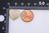 1 pc 18k Gold  Micro Pave Heart Pendant , Heart Charms, Lock Necklace Earring Charms, CZ Pave- 17mm