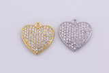 1 pc 18k Gold  Micro Pave Heart Pendant , Heart Charms, Lock Necklace Earring Charms, CZ Pave- 17mm