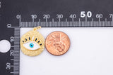 2pc 18k Gold  Enamel Evil Eye Charm Diamond CZ Drop Charm Cubic Protector Pendant Tiny Lucky Dainty Necklace - 18mm- 2 pc Per order