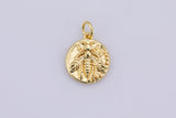 3pc 12mm 18k Gold  Queen Bee Charm Fly Honeybee Insect Animal Necklace Pendant- 14mm-3pcs per order