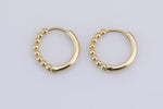 4 pcs 18kt Gold  One Touch Lever Beaded Rounded Hoop Simple round hoop earring, 15mm Huggie , Earring Gift for Minimalist Huggies