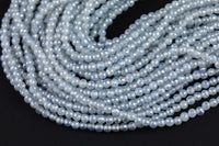 Natural Mystic Silverite Agate/ Chalcedoney, Diamond Faceted Round sizes 4mm, 6mm, 8mm, 10mm, 12mm-Full Strand 15.5 inch Strand