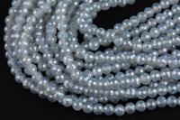 Natural Mystic Silverite Agate/ Chalcedoney, Diamond Faceted Round sizes 4mm, 6mm, 8mm, 10mm, 12mm-Full Strand 15.5 inch Strand