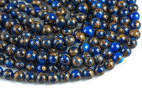 Mosaic Quartz Beads - Smooth Round - Royal Blue - 6mm 8mm 10mm