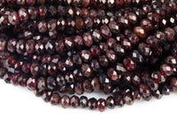 Natural Garnet High Quality in Diamond Cut Faceted Roundel, 6mm, 8mm and 10mm - Full 15.5 Inch Strand-Full Strand 15.5 inch Strand