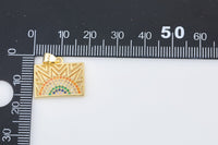 1 pc 18K Gold  Rainbow SunBurst Charm for Necklace Multi Color Cz Charm Micro Pave Rainbow Charm Sun Rise Celestial Jewelry-12x18mm