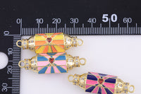 1 pc 18 kt Gold  Enamel Candy Chocolate Bon Bon Connector Charm - 10x36mm