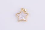 18K Gold Mini Mother of pearl Star Tag Bracelet Charm Gift for Jewelry Making-15mm
