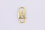 2 pc 18 kt Gold Double Lock Style - Cross CZ- Connector Charm - 9x20mm