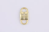 2 pc 18 kt Gold Double Lock Style - Cross CZ- Connector Charm - 9x20mm