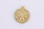 2 pcs Dainty Gold Celestial Planetary charms, Micro Pave Starry Night charm Round Disc pendant Twinkle Little Star