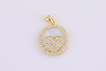 1 pcs Pearl Heart Gold Lucky Coin Talisman Charm Necklace, 14k Gold  Disc Round Pendant Lucky Medallion Pendant for Necklace- 14mm