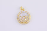 1 pcs Pearl Heart Gold Lucky Coin Talisman Charm Necklace, 14k Gold  Disc Round Pendant Lucky Medallion Pendant for Necklace- 14mm