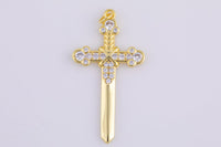 1 pc CZ Sword Charms Necklace Component- 20x44mm