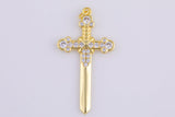 1 pc CZ Sword Charms Necklace Component- 20x44mm