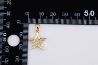 2pc 18K Gold  Mini Shooting Star Cubic Zirconia Bracelet Necklace Pendant Earring Charm Gift for Jewelry Making-15mm