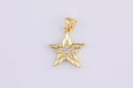 2pc 18K Gold  Mini Shooting Star Cubic Zirconia Bracelet Necklace Pendant Earring Charm Gift for Jewelry Making-15mm