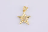 2pc 18K Gold  Mini Shooting Star Cubic Zirconia Bracelet Necklace Pendant Earring Charm Gift for Jewelry Making-15mm