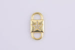 2 pc 18 kt Gold Double Lock Style - Star CZ- Connector Charm - 9x20mm