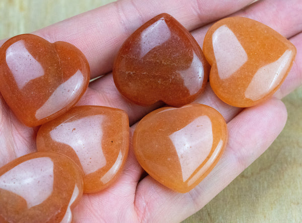 Carnelian Heart Hearts Healing Stone - Size approximately 30x30mm / 1" x 1" - Natural Gemstone Hearts