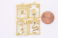 2 pcs 18 kt Gold Tarot Card Reading-- 17x24mm