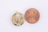 2 pcs 14k gold  Crescent Coin Moon Pendant, Celestial Jewelry Cubic zirconia Star Medallion - 17mm