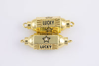 1 pc 18 kt Gold  Enamel Candy Chocolate Bon Bon Connector Charm- Lucky Star- 11x33mm