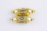 1 pc 18 kt Gold  Enamel Candy Chocolate Bon Bon Connector Charm- Lucky Star- 11x33mm