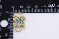 1 pc 14k Gold  Clasp clicker Clover Clasp, 16x27mm, Flower Clover double Clicker ends, Bracelet Necklace Clicker Connector