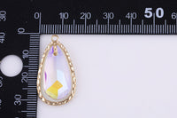 3 pc 18k Gold  Teardrop Crystal Clear AB Teardrop Charm Cubic Protector Pendant Tiny Lucky Dainty Necklace - 17x30mm- 3 pcs per order