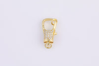 1 pc- 14k Gold Lobster claw clasp for Bracelet Necklace Buckle Micro paved ,CZ Cubic Clasp Fastener- 10x20mm