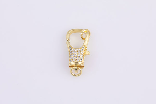 1 pc- 14k Gold Lobster claw clasp for Bracelet Necklace Buckle Micro paved ,CZ Cubic Clasp Fastener- 10x20mm