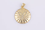 2 pcs 14k gold  Butterfly Pendant, Jewelry Cubic zirconia Star Medallion - 21mm