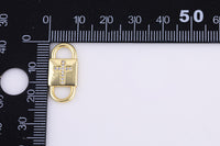 2 pc 18 kt Gold Double Lock Style - Cross CZ- Connector Charm - 9x20mm