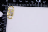2 pc 18 kt Gold  Double Lock Style - Heart CZ- Connector Charm - 9x20mm