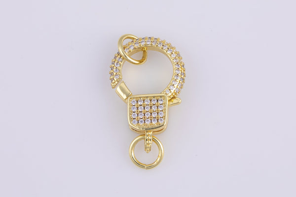 1 pc- 14k Gold Fill Lobster claw clasp for Bracelet Necklace Buckle Micro paved ,CZ Cubic Clasp Fastener- 14x22mm