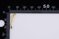3 pcs Gold  CZ Micro Pave Chop Stick Charm Cubic Zirconia Drop Charm Pendant for Necklace Earring- 2x22mm