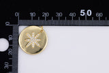 2 pcs 14k gold Starburst Star Pendant, Jewelry Cubic zirconia Star Medallion - 22mm