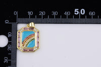 1 pc 18K Gold  Enamel Rainbow SunBurst Charm for Necklace Multi Color Cz Charm Micro Pave Rainbow Charm Sun Rise Jewelry-18x24mm