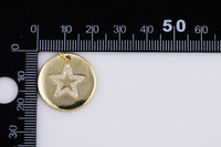 2 pcs 14k gold  Star Pendant, Jewelry Cubic zirconia Star Medallion - 22mm