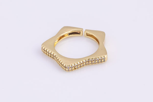 1 pc Gold Star Ingot CZ Ring, Adjustable Ring, Minimalist Cz Ring, Micro Pave Ring, Gold Open Ring, Dainty Jewelry