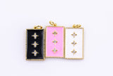 1 pc 24K Gold  North Star Charm Pendant Enamel Tag Charm Black Pink Red Blue Tag jewelry for Necklace bracelet charm-12x22mm