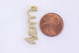 1 pc 18k Gold Micro Pave Lucky Word Charm Lover Girl Charm for Necklace Earring Component-11x31mm