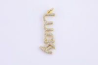 1 pc 18k Gold Micro Pave Lucky Word Charm Lover Girl Charm for Necklace Earring Component-11x31mm