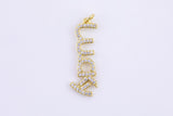 1 pc 18k Gold Micro Pave Lucky Word Charm Lover Girl Charm for Necklace Earring Component-11x31mm