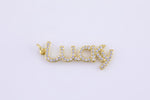 1 pc 18k Gold Micro Pave Lucky Word Charm Lover Girl Charm for Necklace Earring Component-11x31mm