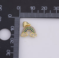 14k gold  Colorful CZ Micro Pave Rainbow Charm, Cubic Zirconia Rainbow Pave Necklace Pendant Bracelet Charm Earring Charm 14mm